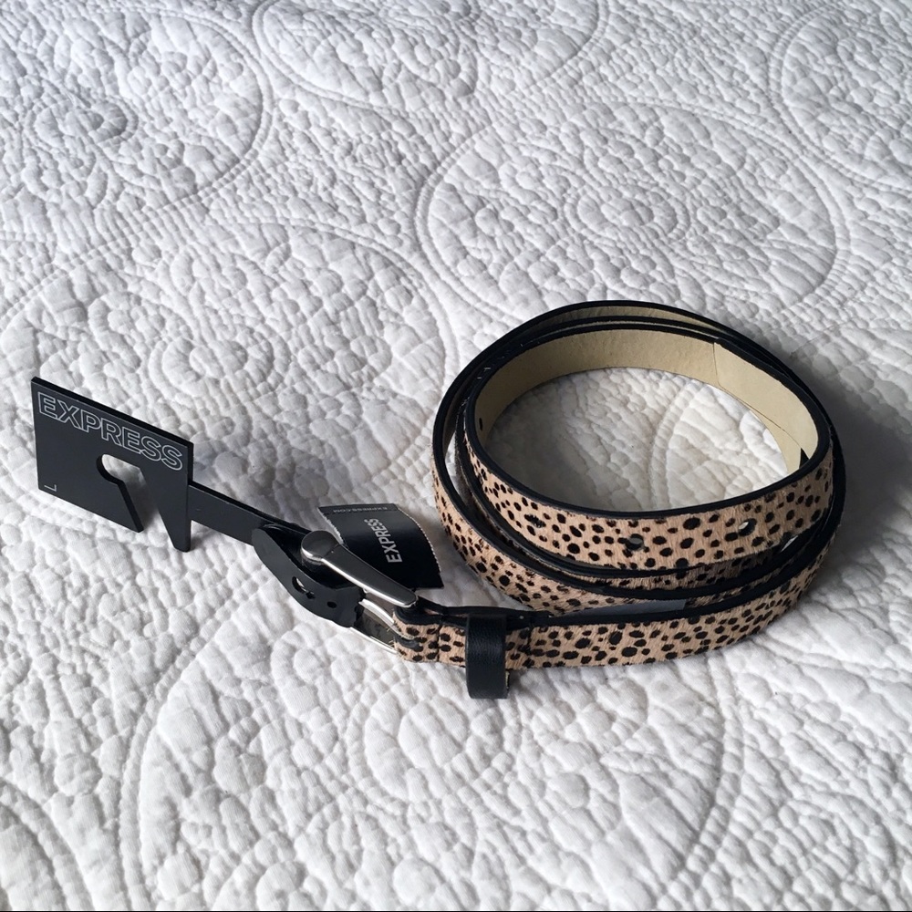 Express Leopard Dyed Calf Hair Belt
